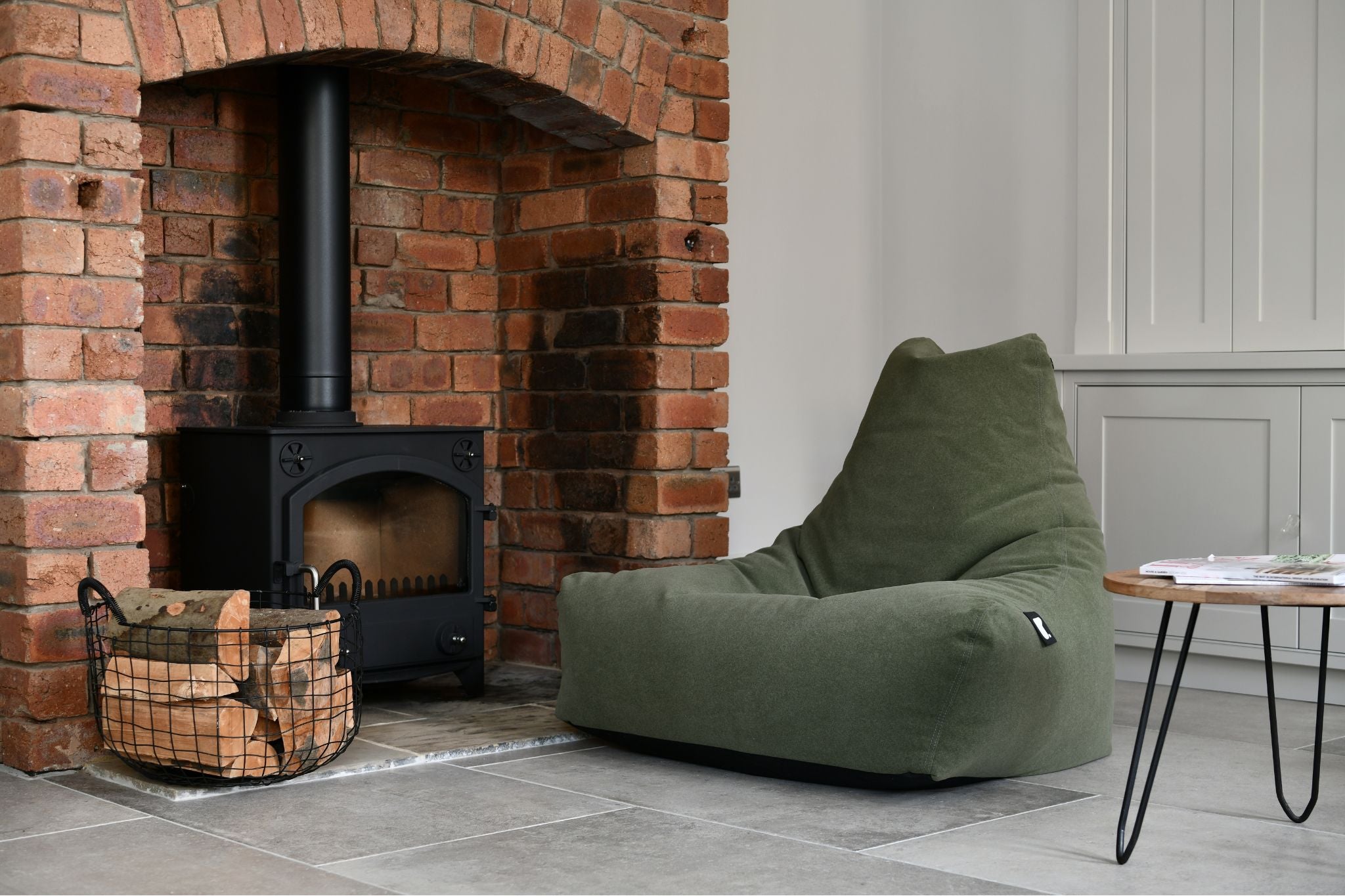 Extreme Lounging Mighty B-Bag Moss Green Brushed Suede Indoor